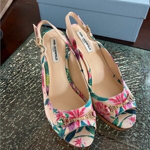 Karl Lagerfeld Pink Floral Slingback Sandals